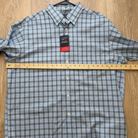 Roundtree & Yorke Blue and Gray Casual Button Down Shirt - Picture 7 of 12